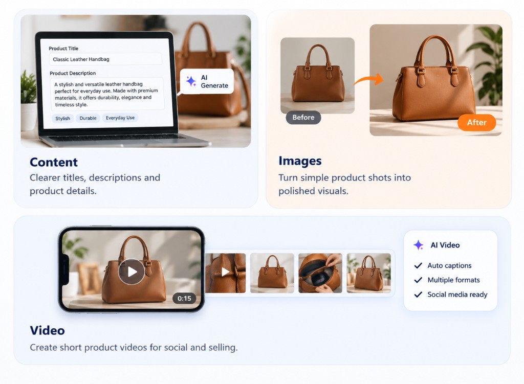 AI tools for product content, images and short videos